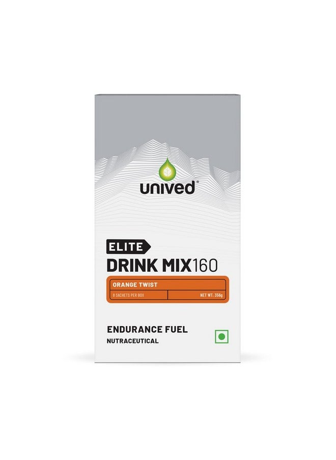 Unived Elite Drink Mix 160 | Isotonic Energy Drink | 2:1 Ratio & 40g Carbohydrates with Betaine & Beta-Alanine | Endurance Athletes Sports Drink Orange Twist, 8 Pack