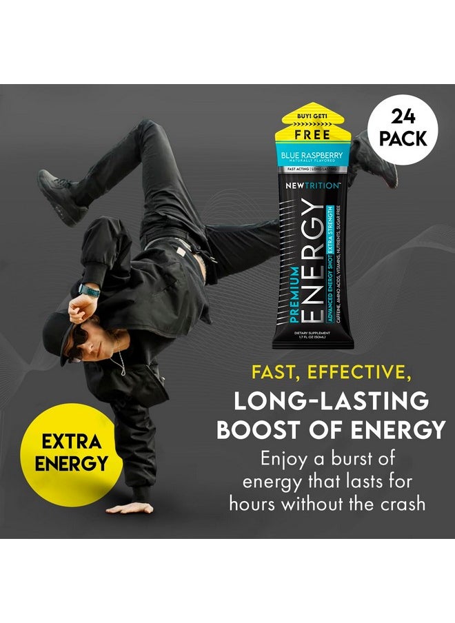 NewTrition Extra Strength Energy Shots, Caffeine Energy Shots with Vitamin B & Amino Acids, Sugar-Free Vitamin Energy Shot Packets, 1.7 fl oz, Mixed Flavors, 24 Count
