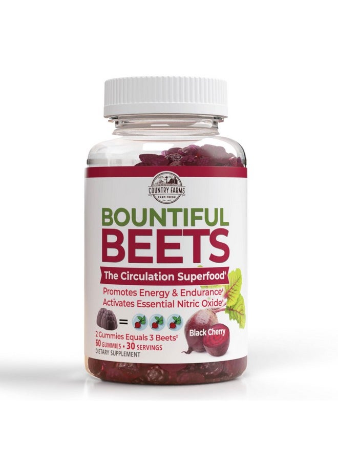 COUNTRY FARMS Bountiful Beets Gummies, Circulation Superfood, Promotes Energy and Endurance, Nitric Oxide Booster, 30 Servings, White, 60 Count