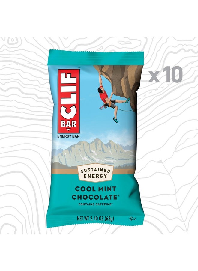 CLIF BAR - Cool Mint Chocolate with Caffeine - Made with Organic Oats - 10g Protein - Non-GMO - Plant Based - Energy Bars - 2.4 oz. (10 Pack)