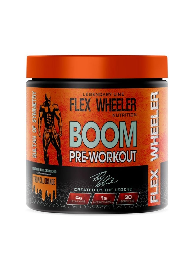 Boom Advanced Pre Workout - 30 Servings (225Gm) | Explosive Energy, Focus, And Endurance Formula (Tropical Orange)