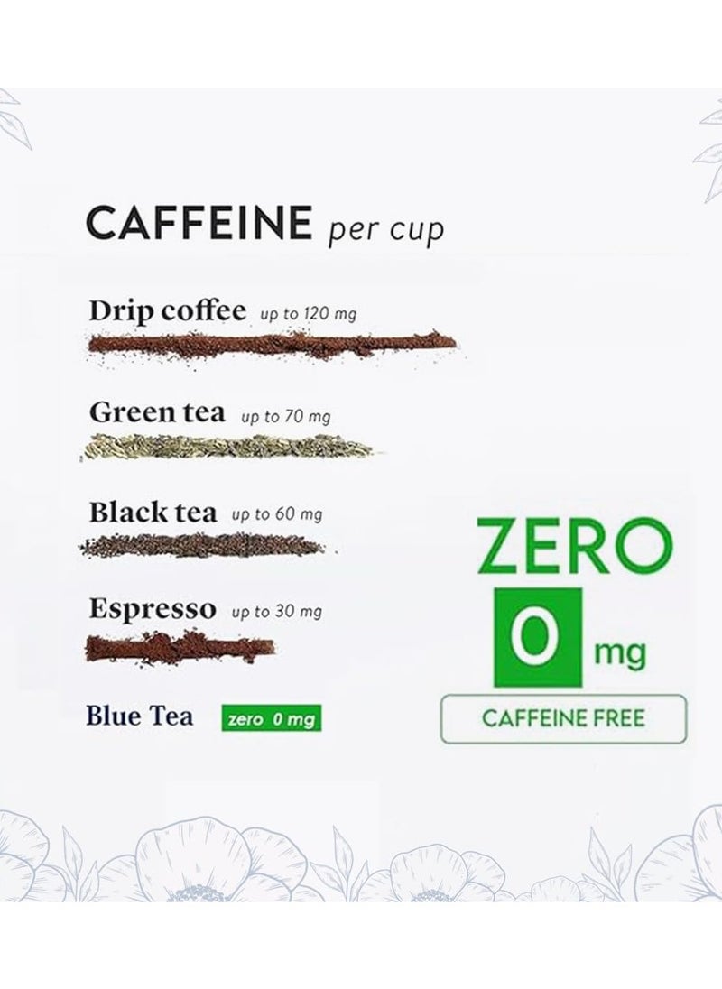 BLUE TEA Butterfly Pea Flower Ashwagandha Tea 30 Tea Bag Plant Based AYURVEDIC BLEND | Aparajita Shankhpushpi Caffeine Free Detox Tea Flower Based Herbal Tea Non-GMO Featured In Shark Tank Premium Tin Pack