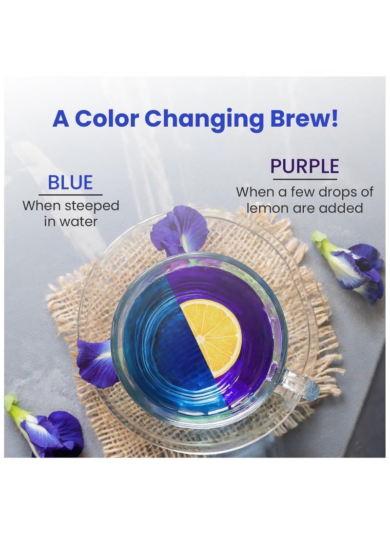 BLUE TEA Butterfly Pea Flower Ashwagandha Tea 30 Tea Bag Plant Based AYURVEDIC BLEND | Aparajita Shankhpushpi Caffeine Free Detox Tea Flower Based Herbal Tea Non-GMO Featured In Shark Tank Premium Tin Pack