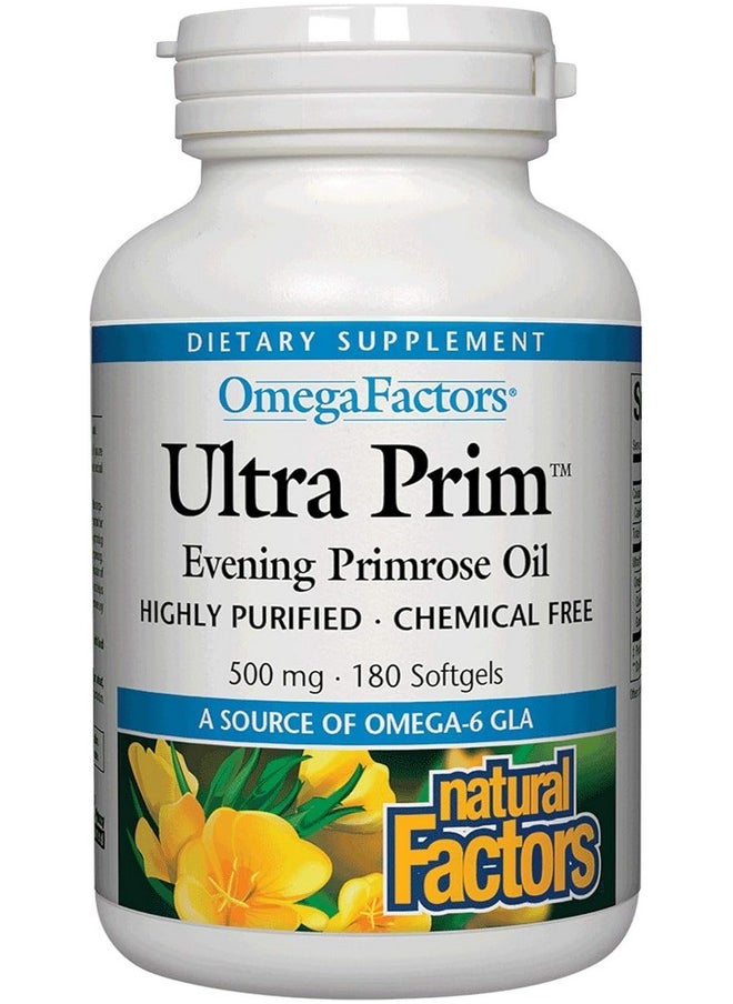 Natural Factors Omega Factors, Ultra Prim Evening Primrose Oil, 500 mg, 180 Softgels