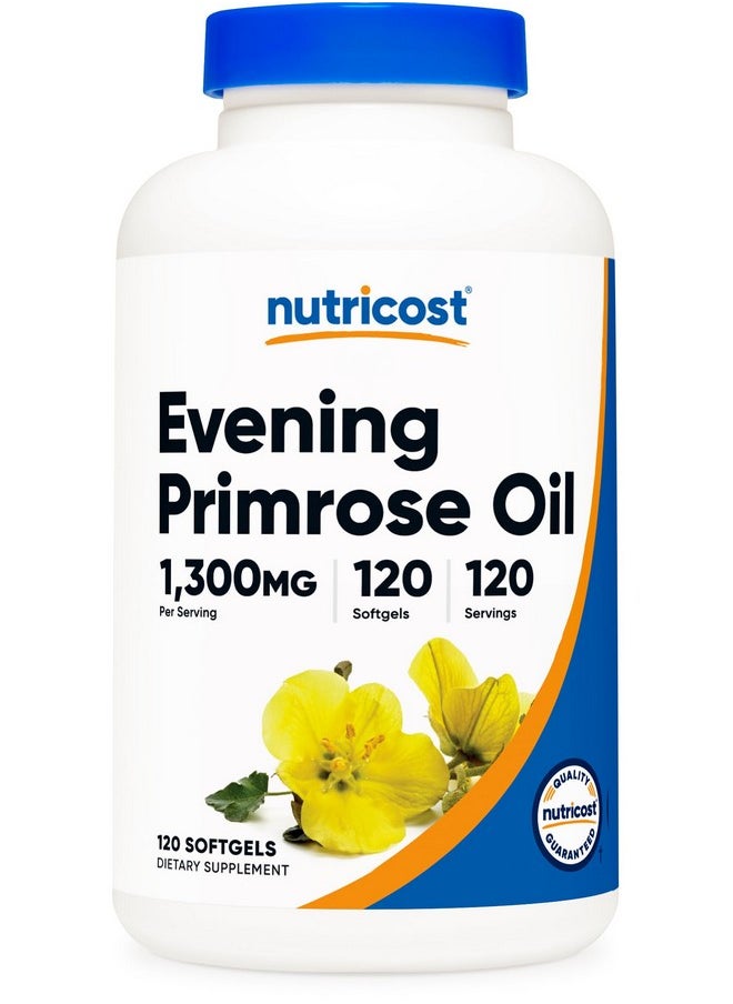 Nutricost Evening Primrose Oil 1,300mg, 120 Softgels - Cold Pressed, Non-GMO, Gluten Free, 120 Servings