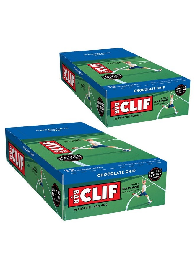 Clif Bars - Energy Bars - Chocolate Chip - Made With Organic Oats - Plant Based Food - Vegetarian - Kosher (2.4 Ounce Protein Bars, 24 Count) Packaging May Vary,12 Count (Pack Of 2)