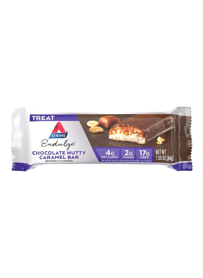 Atkins Endulge Chocolate Nutty Caramel Bar, Dessert Favorite, 2G Sugar, High In Fiber, Keto Friendly, 12 Count