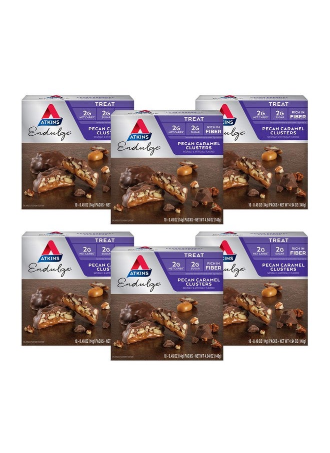 Atkins Pecan Caramel Clusters, Dessert Favorite, High in Fiber, Low Carb, 2g Sugar, 60 Count