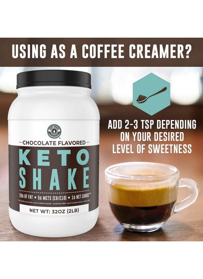 Keto Meal Replacement Shakes, Chocolate, 2lbs, Low Carb Keto Protein Shake Mix, MCT Powder, Grass Fed Hydrolyzed Collagen Peptides, Keto Breakfast Shake, 20g Fat, 14g Protein, 1 Net Carb, Zero Sugar