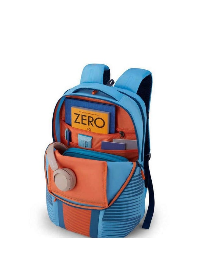 American Tourister Herd 3.0 Style 02, 30.5 L Volume College Backpack with Front Organizer and Spacious Interiors for Men and Women - Red/Blue