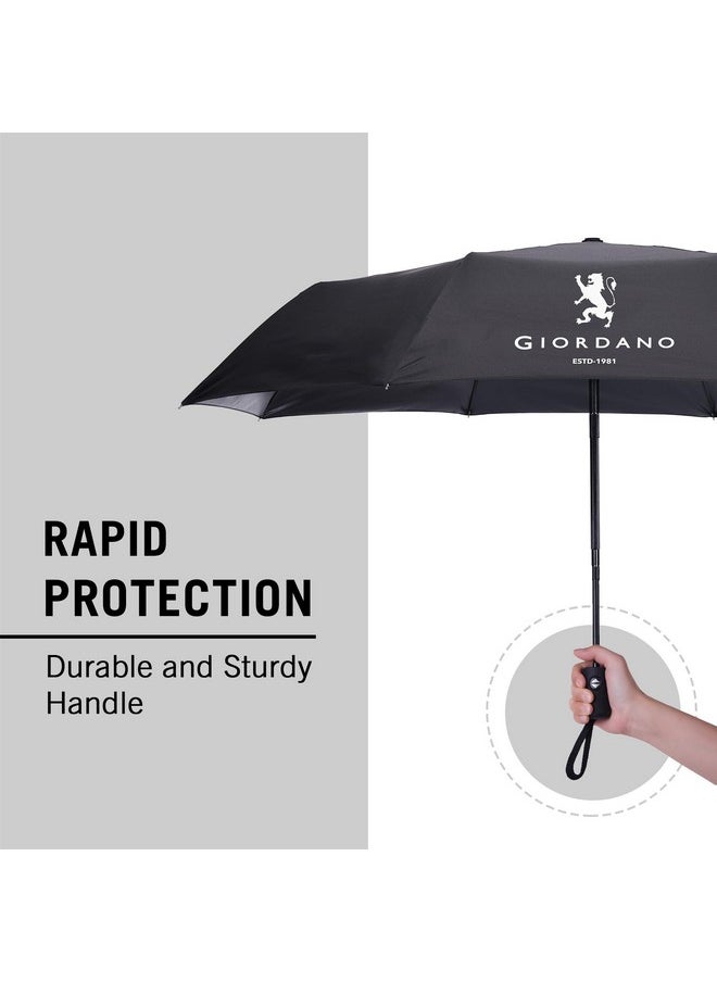 Giordano UV Protection Unisex Auto Open and Close Umbrella Use for Rain, Monsoon, Sunlight, Windproof Automatic Umbrella for Men and Women | Travel Sleeve, Cover | Regular Size