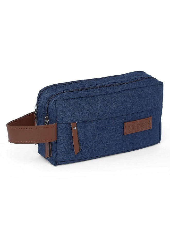 Fur Jaden Travel Toiletry Kits Essentials Bag with 2 Compartments for Men & Women Shaving Kit Organiser Make Up and Gadget Pouch (Navy)