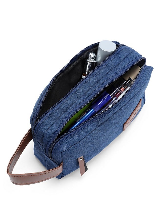 Fur Jaden Travel Toiletry Kits Essentials Bag with 2 Compartments for Men & Women Shaving Kit Organiser Make Up and Gadget Pouch (Navy)