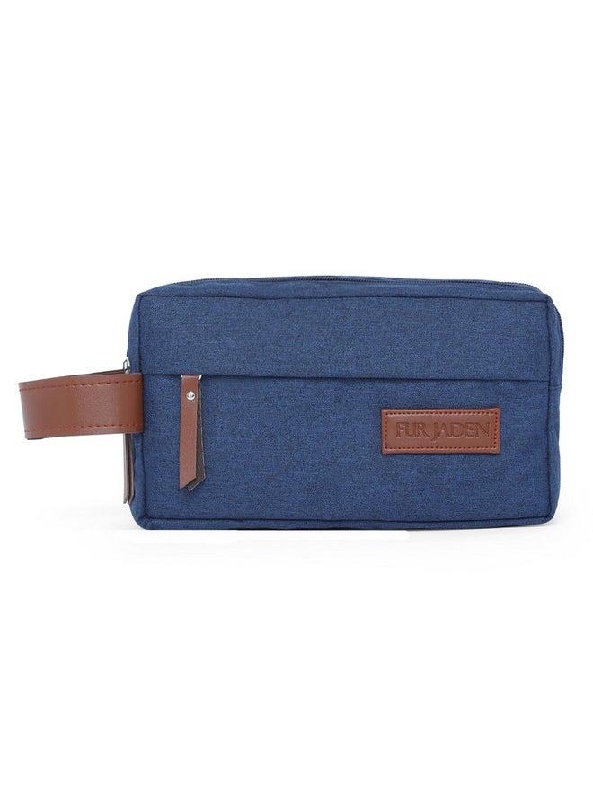Fur Jaden Travel Toiletry Kits Essentials Bag with 2 Compartments for Men & Women Shaving Kit Organiser Make Up and Gadget Pouch (Navy)