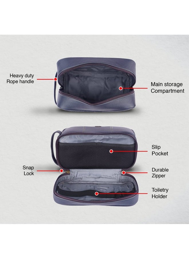 HAMMONDS FLYCATCHER Genuine Leather Toiletry Kit Bag For Men,Blue|Leather Dopp Kit 11Cms|Toiletry Bag|Shaving Kit Bag|Travel Toiletry Bag|Grooming Kit Organizer|Hand Stitched Vanity Case,Free Size