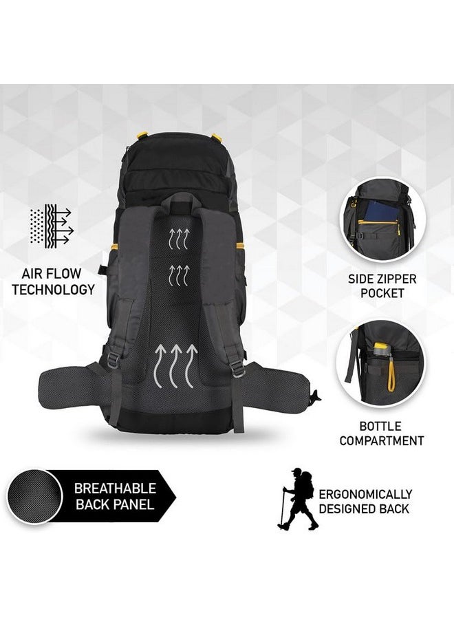 Impulse Rucksack bags 80 litres travel bag for men tourist bag for travel backpack for hiking trekking Bag for men camping Curve Black with 1 year Warranty