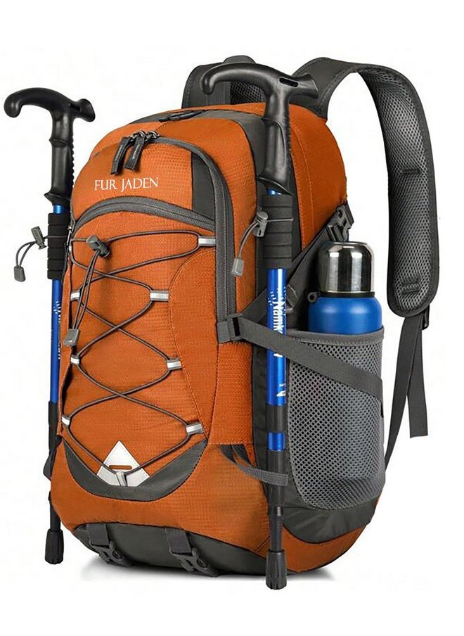 FUR JADEN 60 LTR Rucksack Water Resistant Travel Backpack Bag for Trekking, Hiking Bag for Men Women Boys Girls (Orange)
