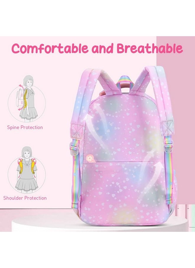 PALAY® School Backpacks for Girls Stylish School Bags for Girls Kids 7-12 Years Old Cartoon Water Resistant Backpack Durable Burden Relief School Bag Children's Day Birthday Gift for Girls - Pink