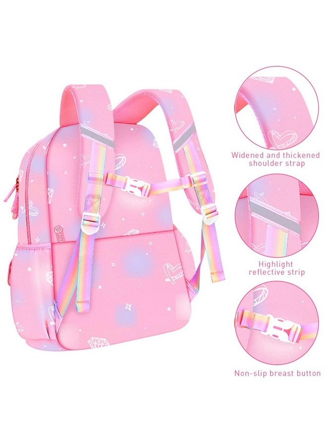 PALAY® School Backpacks for Girls Stylish School Bags for Girls Kids 7-12 Years Old Cartoon Water Resistant Backpack Durable Burden Relief School Bag Children's Day Birthday Gift for Girls - Pink