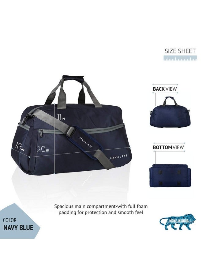 Travalate® Polyester Navy Blue 45 L Multi-Pocket Heavy-Duty 20 Inch Huge Capacity Ultra Light Travel Organizer Duffle Bag for Men and Women (20 X 18 X 11 Inch)