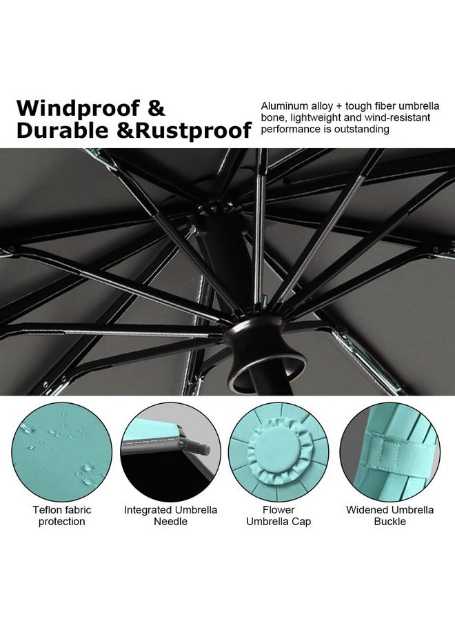 PALAY® Large Umbrella for Men Women with Reflective Strap, 50'' Automatic Open/Close Windproof Travel Folding Umbrella, Reinforced 10 Dual Ribs, 99 UV Protection Umbrella with Carabiner Handle Design