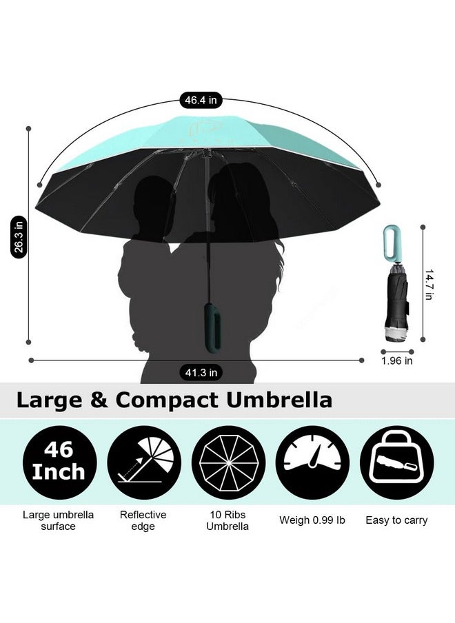 PALAY® Large Umbrella for Men Women with Reflective Strap, 50'' Automatic Open/Close Windproof Travel Folding Umbrella, Reinforced 10 Dual Ribs, 99 UV Protection Umbrella with Carabiner Handle Design