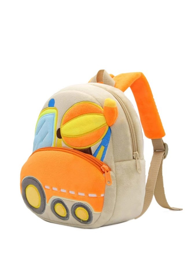 blue tree School Bag for Cute Kids for (1-6 Years), Preschool Soft Plush Bulldozer Truck Unicorn Bag, Mini Cartoon Backpack for Baby Boys and Girls
