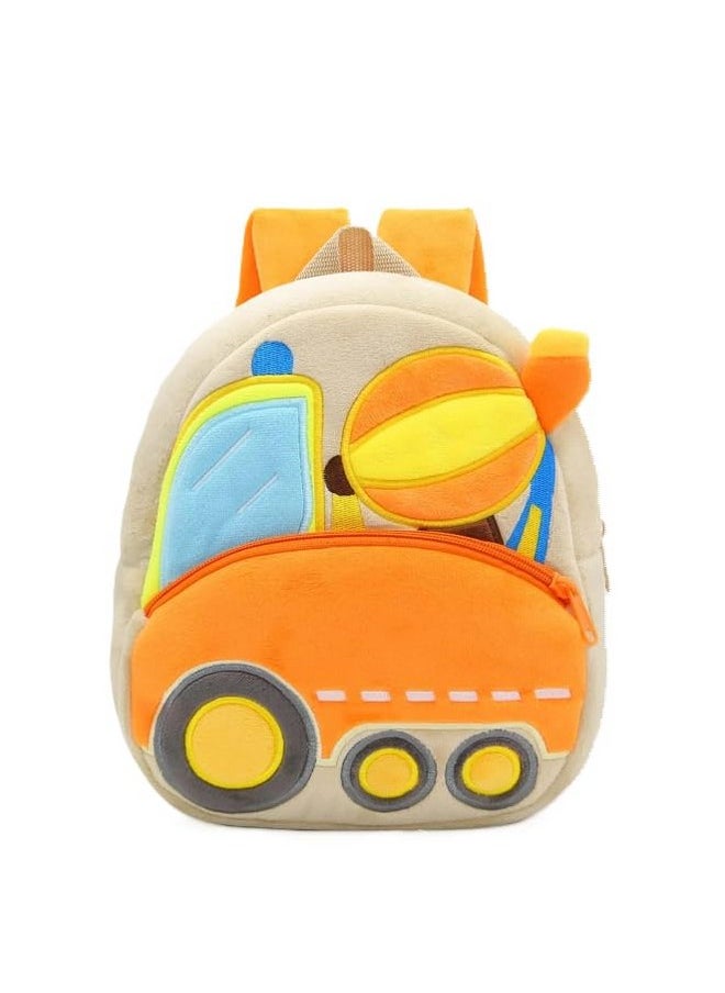 blue tree School Bag for Cute Kids for (1-6 Years), Preschool Soft Plush Bulldozer Truck Unicorn Bag, Mini Cartoon Backpack for Baby Boys and Girls