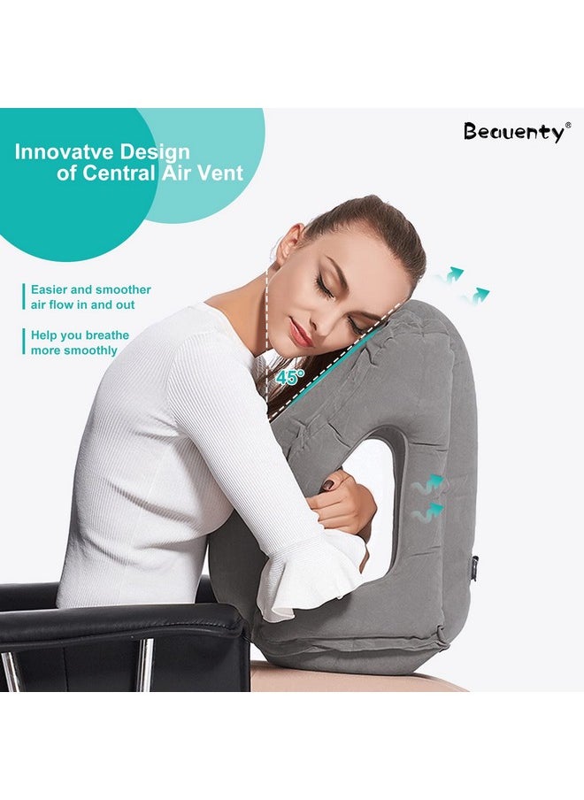 Beauenty Inflatable Travel Pillow, Multi-Functional Air Pillow,Avoid Neck and Shoulder Pain,3 D Sleep Mask for Airplane, Car, Bus,travel,Train and Office (Gray)