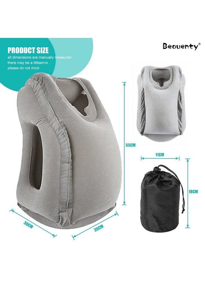 Beauenty Inflatable Travel Pillow, Multi-Functional Air Pillow,Avoid Neck and Shoulder Pain,3 D Sleep Mask for Airplane, Car, Bus,travel,Train and Office (Gray)