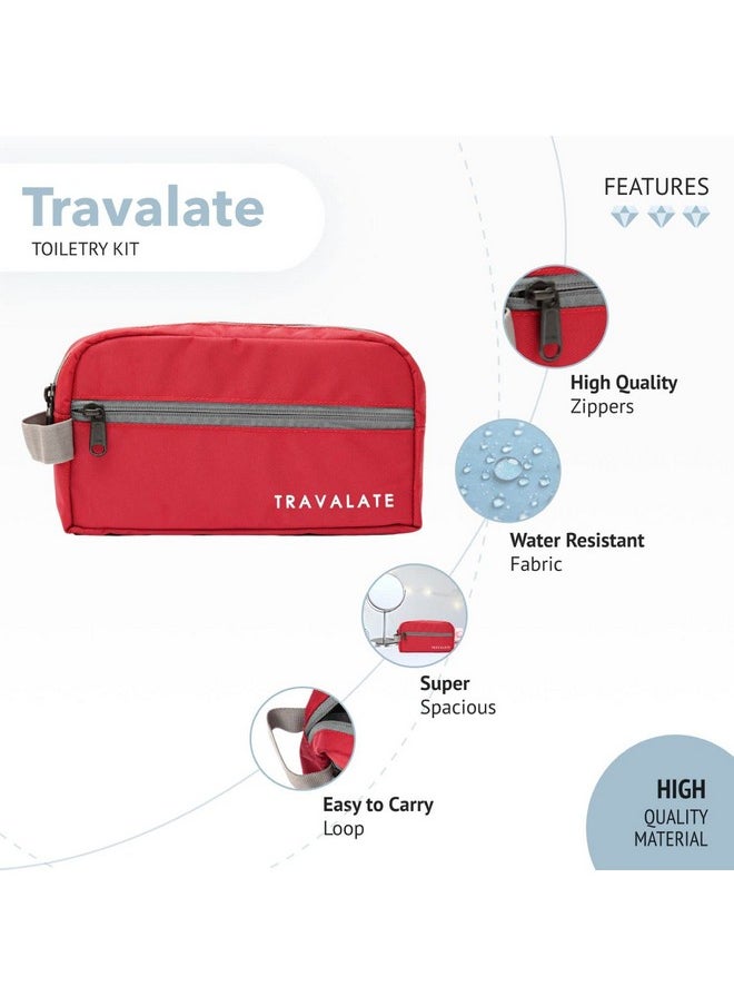 TRAVALATE Solid 9 Cms Cosmetic Pouch (L_TR1403_Red & Grey)