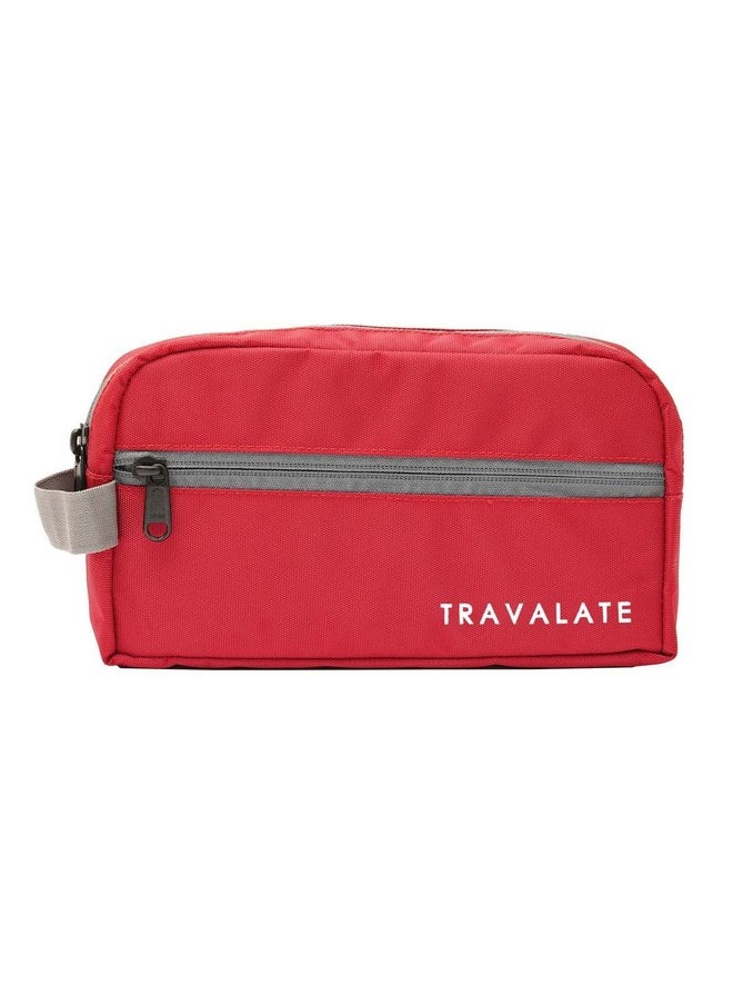 TRAVALATE Solid 9 Cms Cosmetic Pouch (L_TR1403_Red & Grey)