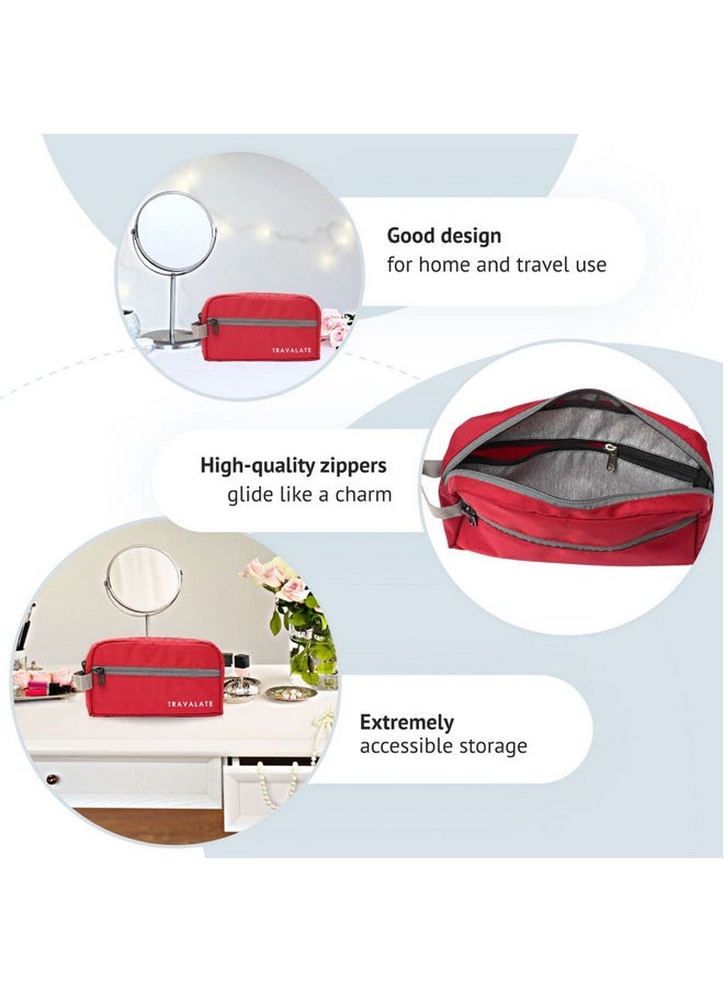 TRAVALATE Solid 9 Cms Cosmetic Pouch (L_TR1403_Red & Grey)