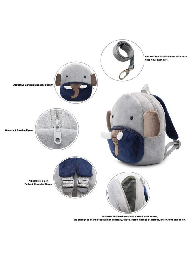 Frantic Kids Soft Animal Cartoon Travelling School Bag Soft Plush Backpacks Boys Girls Baby for 2 to 5 Years Baby/Boys/Girls Nursery, Preschool, Picnic(Blue_Elephant)