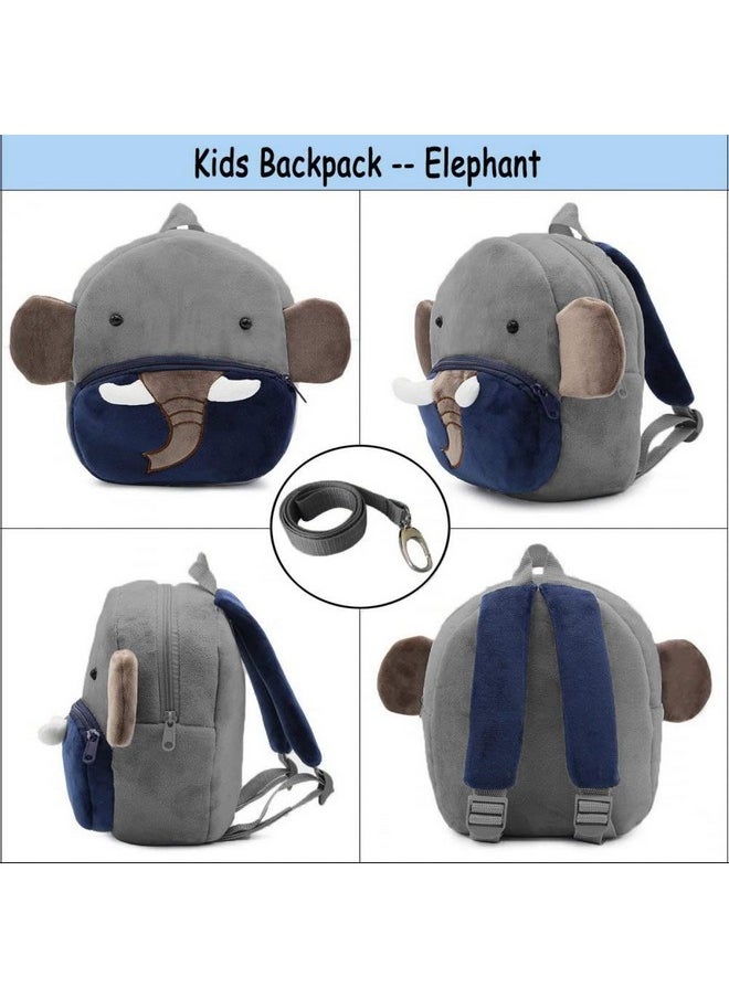 Frantic Kids Soft Animal Cartoon Travelling School Bag Soft Plush Backpacks Boys Girls Baby for 2 to 5 Years Baby/Boys/Girls Nursery, Preschool, Picnic(Blue_Elephant)