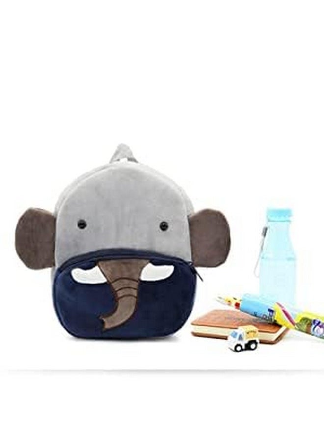 Frantic Kids Soft Animal Cartoon Travelling School Bag Soft Plush Backpacks Boys Girls Baby for 2 to 5 Years Baby/Boys/Girls Nursery, Preschool, Picnic(Blue_Elephant)