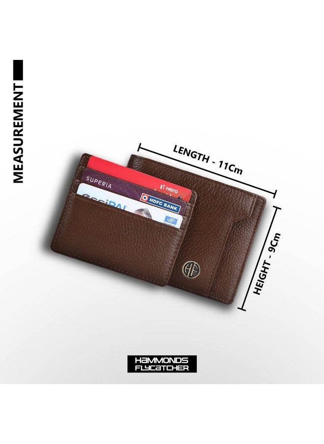 HAMMONDS FLYCATCHER Genuine Leather Wallet for Men - RFID Protected Leather Purse for Men, Money Purse for Men, Bi-Fold Wallet - 6 Card Slots, 1 Card Case, Coin Pocket, Hidden Pockets - Brushwood