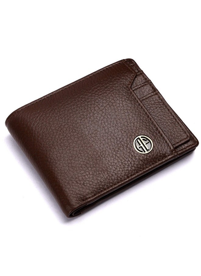 HAMMONDS FLYCATCHER Genuine Leather Wallet for Men - RFID Protected Leather Purse for Men, Money Purse for Men, Bi-Fold Wallet - 6 Card Slots, 1 Card Case, Coin Pocket, Hidden Pockets - Brushwood