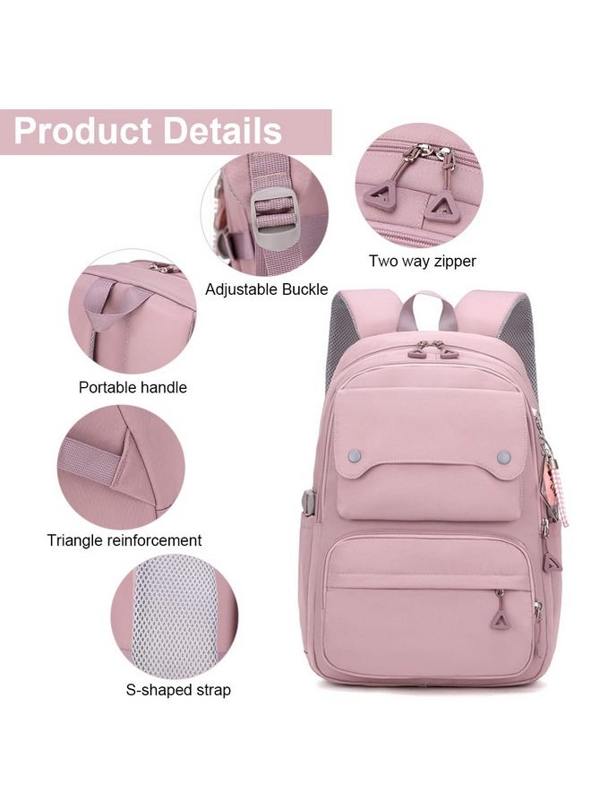 PALAY® School Bag for Girls Large Capacity 26L College Backpack for Women and Girls Stylish Waterproof Trendy Laptop School Bag Travel Multi-Pouches Bagpacker Bag for Women - Pink