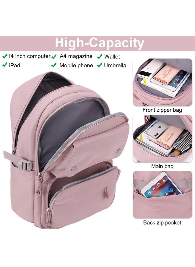 PALAY® School Bag for Girls Large Capacity 26L College Backpack for Women and Girls Stylish Waterproof Trendy Laptop School Bag Travel Multi-Pouches Bagpacker Bag for Women - Pink