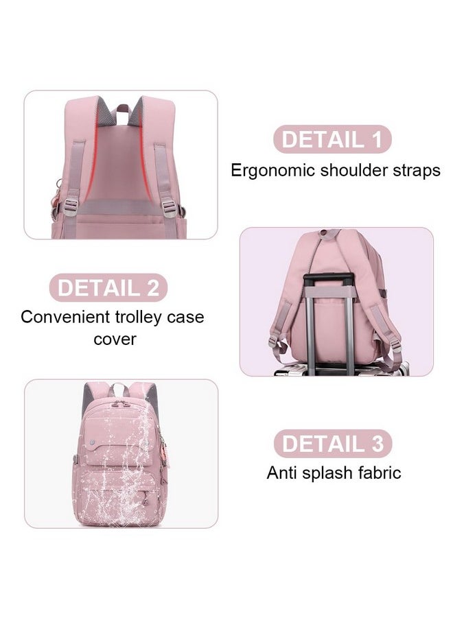 PALAY® School Bag for Girls Large Capacity 26L College Backpack for Women and Girls Stylish Waterproof Trendy Laptop School Bag Travel Multi-Pouches Bagpacker Bag for Women - Pink