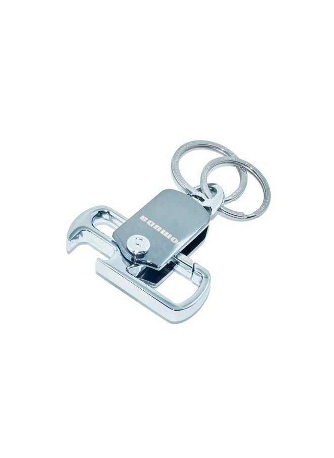 omuda Heavy Duty Stainless Steel Metal Double Ring Hook Holder Keychain, Keyring Men and Women-(Silver)