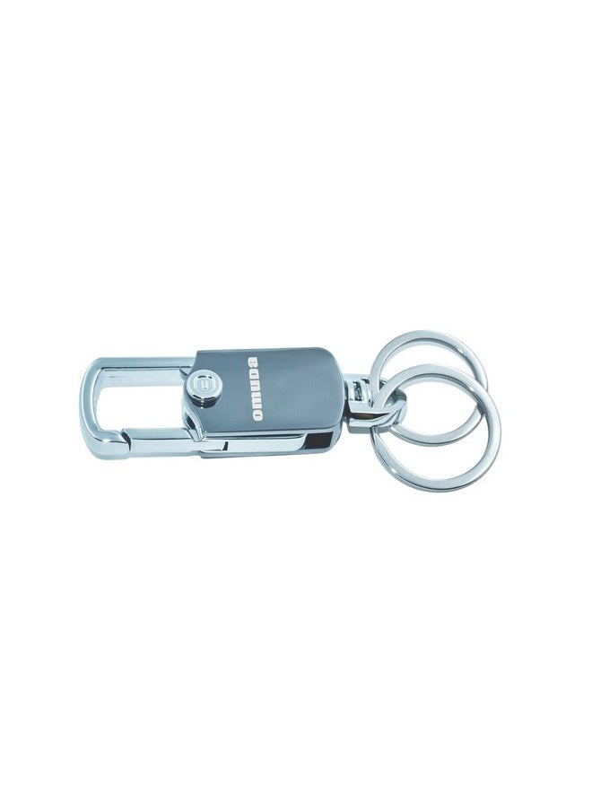 omuda Heavy Duty Stainless Steel Metal Double Ring Hook Holder Keychain, Keyring Men and Women-(Silver)