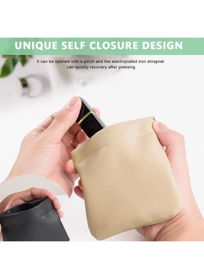PALAY 4Pcs Coin Purse Small Pouches for Women Girls, Makeup Small Pouch Set, Pu Earphone Lipstick Pouch, Jewellery Storage Bag - No Zipper, Self-Closing
