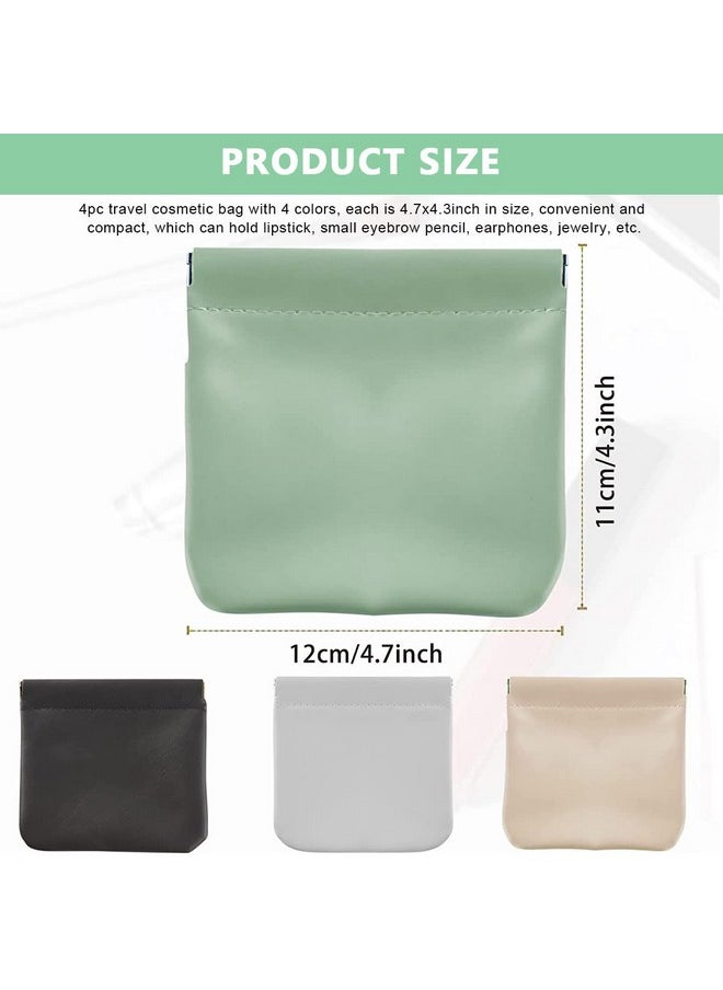 PALAY 4Pcs Coin Purse Small Pouches for Women Girls, Makeup Small Pouch Set, Pu Earphone Lipstick Pouch, Jewellery Storage Bag - No Zipper, Self-Closing