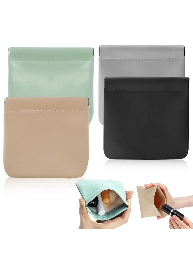 PALAY 4Pcs Coin Purse Small Pouches for Women Girls, Makeup Small Pouch Set, Pu Earphone Lipstick Pouch, Jewellery Storage Bag - No Zipper, Self-Closing