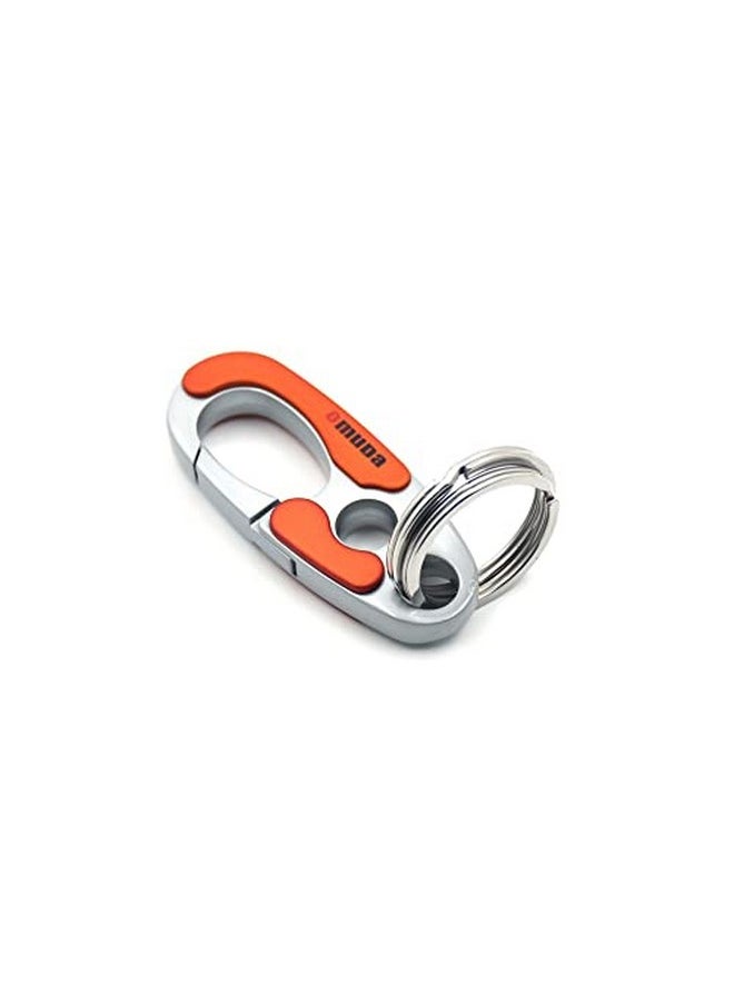 Omuda Stylish Hook Locking Silver Metal Carabiner Double Ring Hook Metal Key Chain for Men & Women