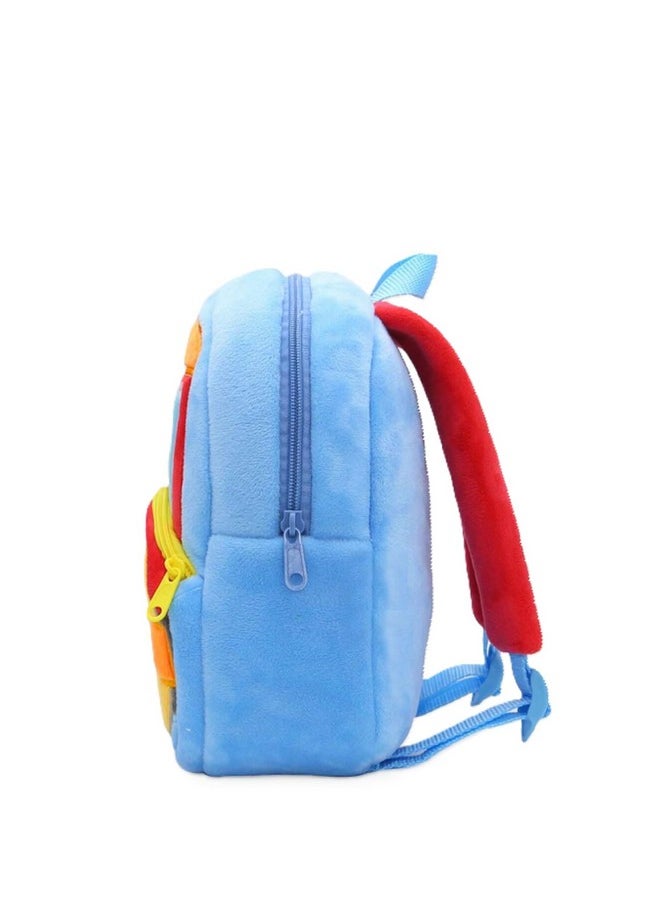 blue tree School Bag for Cute Kids for (1-6 Years), Preschool Soft Plush Roller Bag for Toddlers, Embroidery Designs Mini Cartoon Backpack for Boys