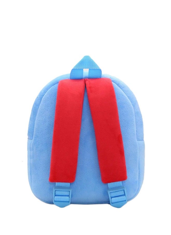 blue tree School Bag for Cute Kids for (1-6 Years), Preschool Soft Plush Roller Bag for Toddlers, Embroidery Designs Mini Cartoon Backpack for Boys