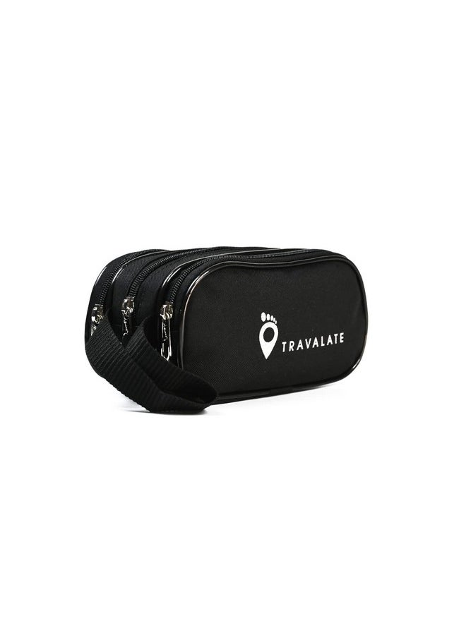 TRAVALATE Polyester Toiletry Bags Bags Makeup Shaving Kit Pouch Aider Rust Polyester Travel Kit Bag With Belt For Men And Women -Black, 5 cm